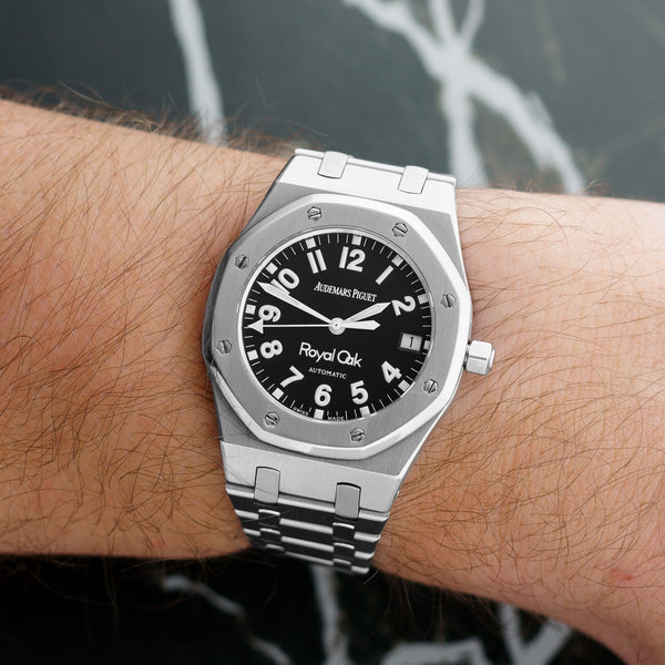 Front view of an Audemars Piguet Royal Oak 14790ST watch featuring a stainless steel case, 36mm size, and the iconic octagonal bezel design.