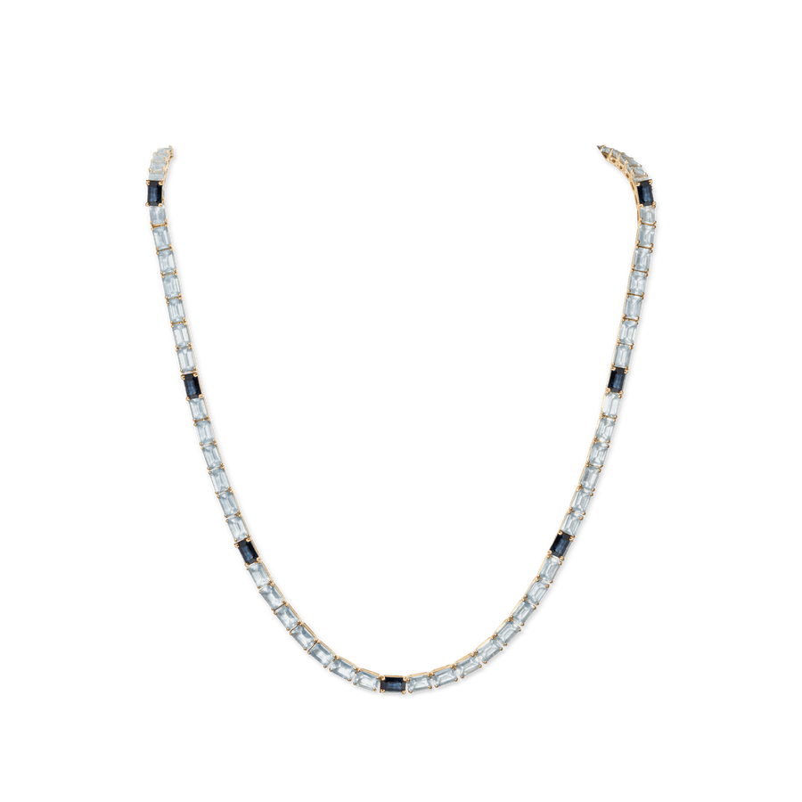 Blu Scarpa Aquamarine and Sapphire Tennis Necklace 45 carats