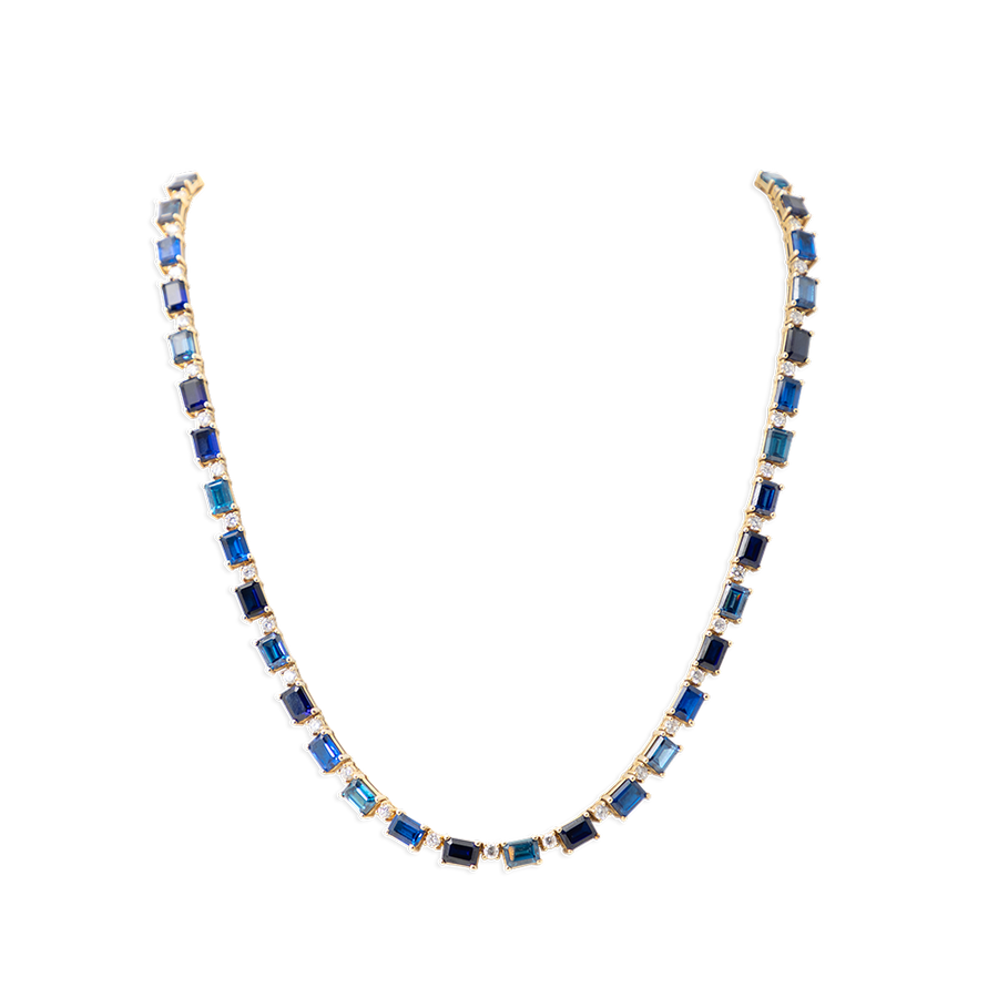 Blu Scarpa Blu Tricolore Sapphire Tennis Necklace