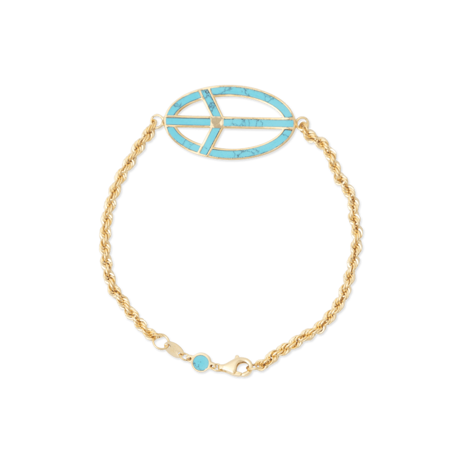 Blu Scarpa JO Peace Love Turquoise Bracelet 18K gold