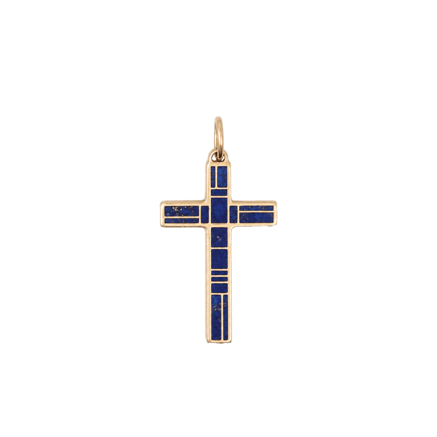Blu Scarpa Lapis Cross Pendant 14K gold