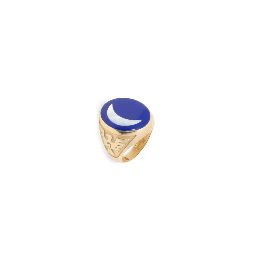 Blu Scarpa Luna Santa Fe Ring 14K gold lapis and pearl