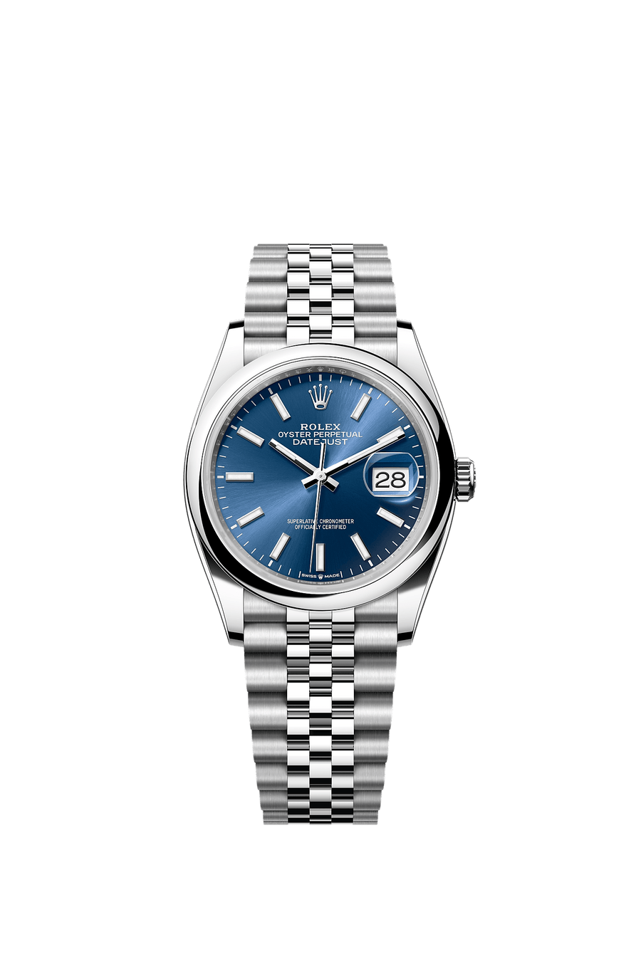 Rolex Datejust 36 126200 Oystersteel, blue index dial, Jubilee bracelet