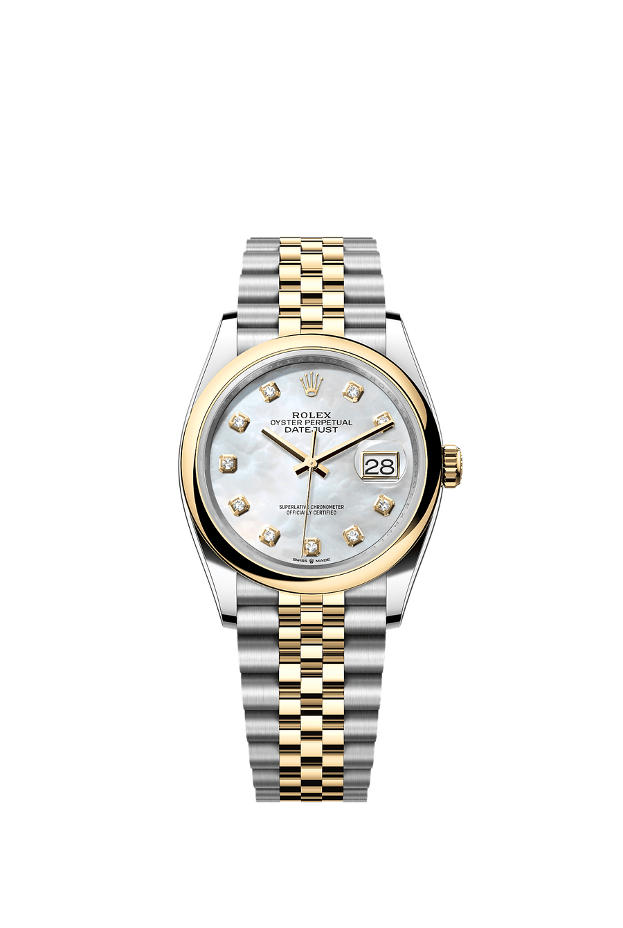 Rolex Datejust 36 126203 White Mother-of-Pearl Diamond Dial Jubilee Bracelet