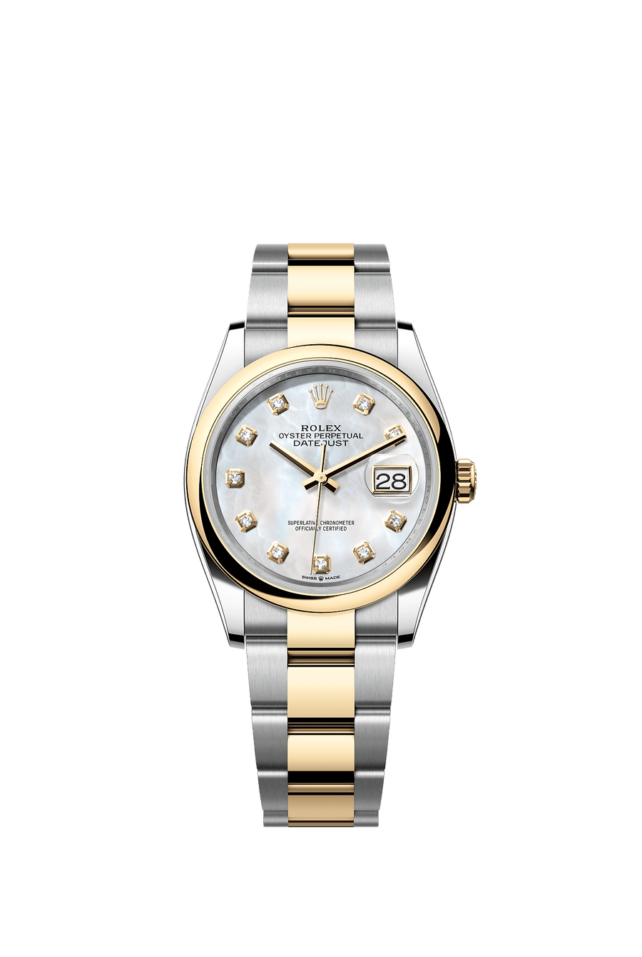 Rolex Datejust 36 126203 White Mother-of-Pearl Diamond Dial Oyster Bracelet