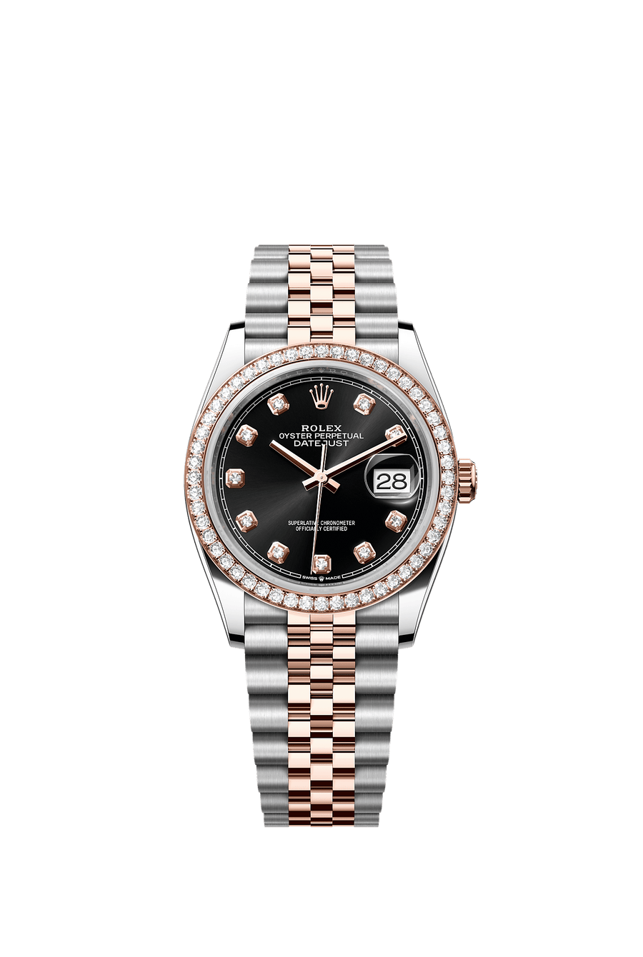 Rolex Datejust 36 126281RBR Everose Rolesor, black diamond dial, Jubilee bracelet