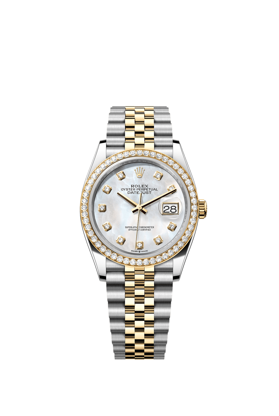Rolex Datejust 36 126283RBR White Mother-of-Pearl Diamond Dial Jubilee Bracelet