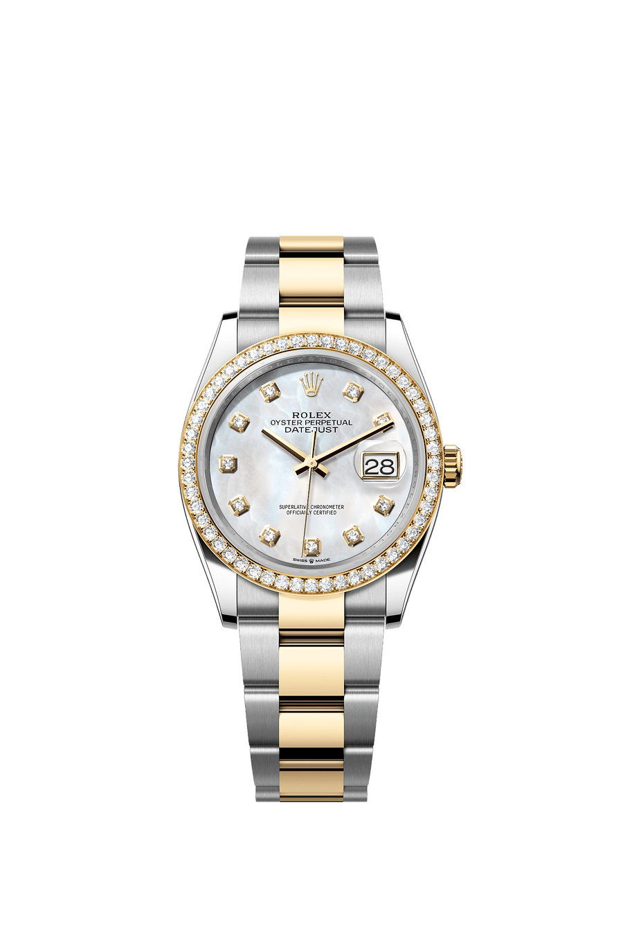 Rolex Datejust 36 126283RBR White Mother-of-Pearl Diamond Dial Oyster Bracelet