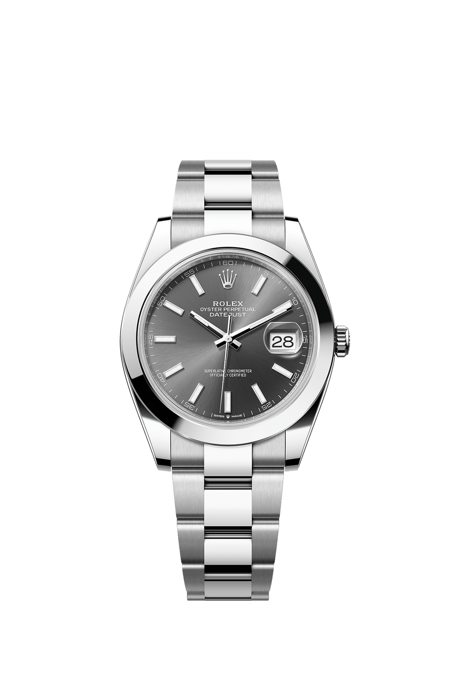 Rolex Datejust 41 126300 Dark Rhodium Index dial Oyster bracelet