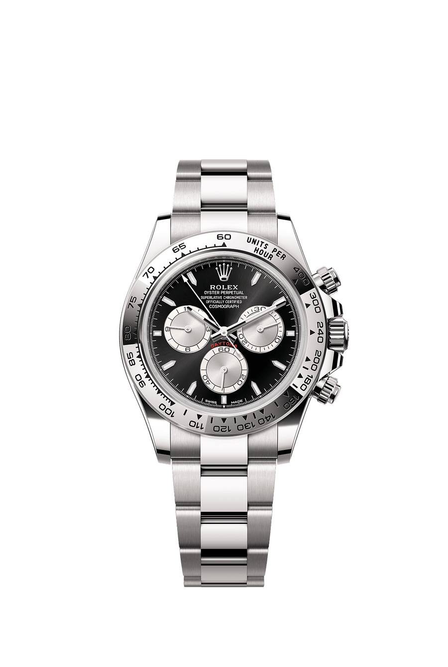 Rolex Cosmograph Daytona 126509 white gold, black and steel index dial