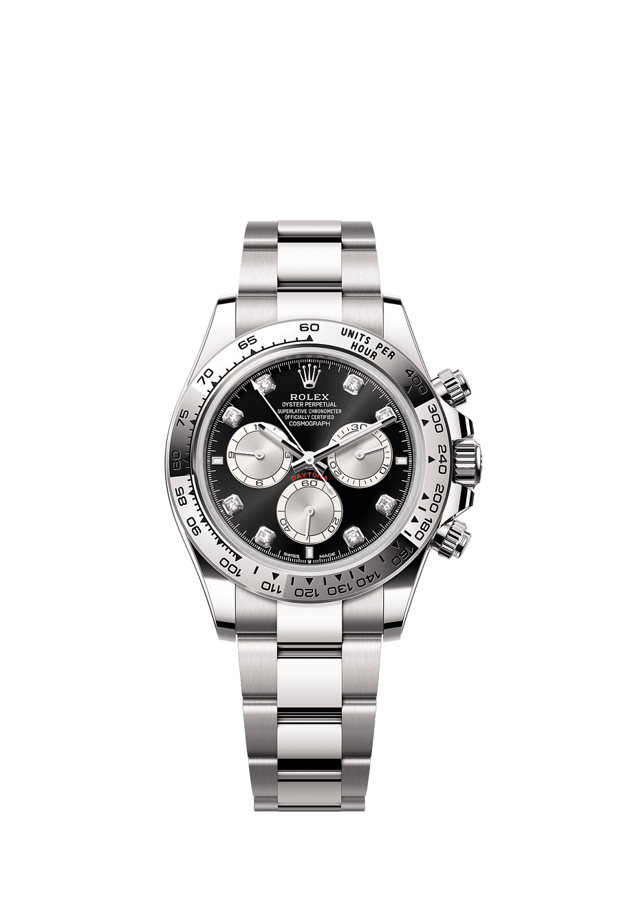 Rolex Cosmograph Daytona 126509 white gold, black and steel diamond dial