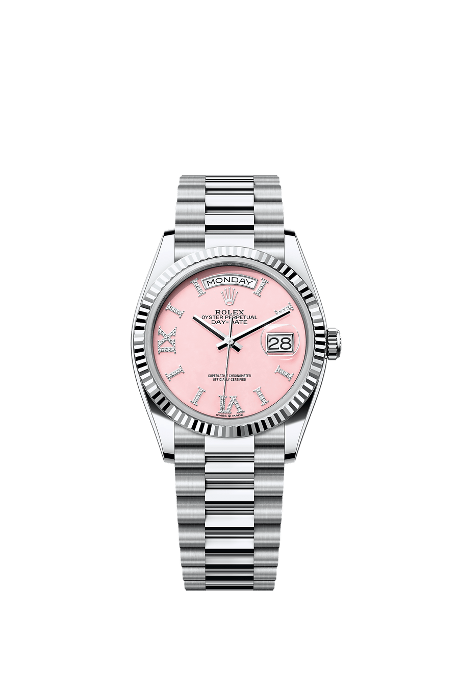Rolex Day-Date 36 Platinum President - Pink Opal Diamond Dial - 128236