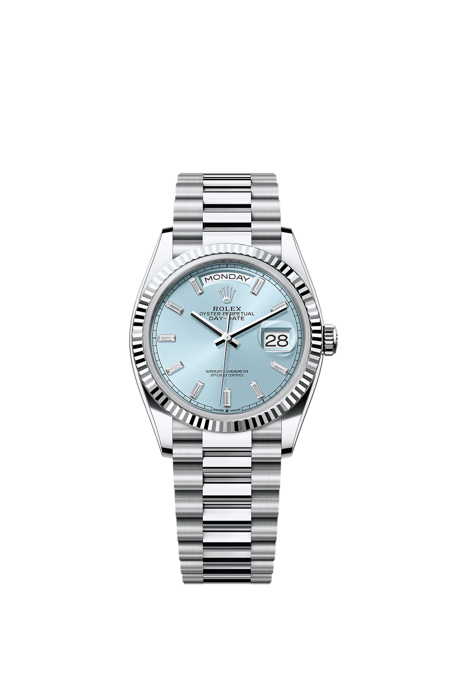 Rolex Day-Date 36 Platinum President - Ice Blue Diamond Dial - 128236