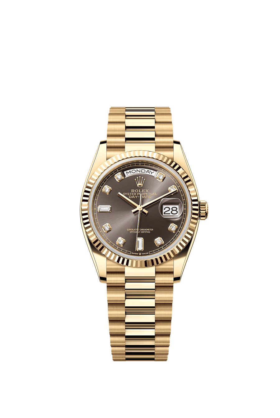 Rolex Day-Date 36 Yellow gold Dark grey diamond dial 128238