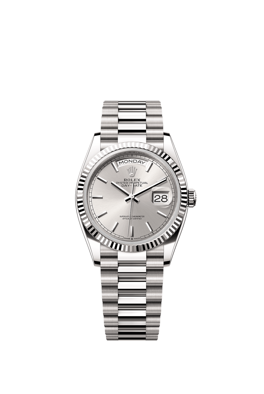 Rolex Day-Date 36 White gold Silver dial 128239