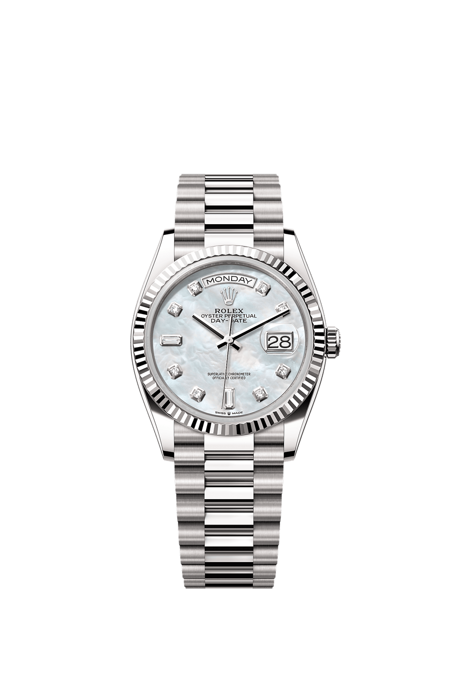 Rolex Day-Date 36 White Gold President - Mother of Pearl Diamond Dial - 128239
