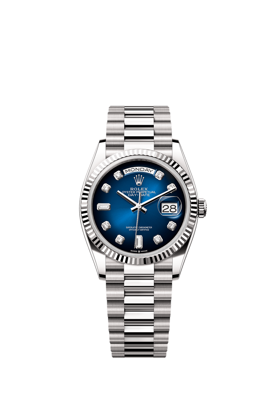 Rolex Day-Date 36 White gold Blue ombre diamond dial 128239