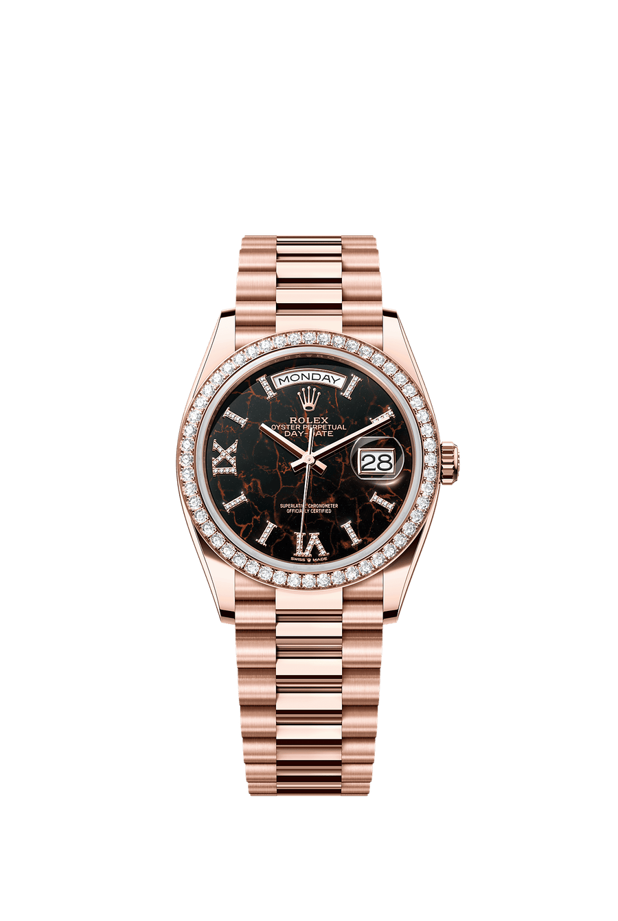 Rolex Day-Date 36 Everose Gold Diamond Bezel Eisenkiesel Diamond Dial President 128345RBR
