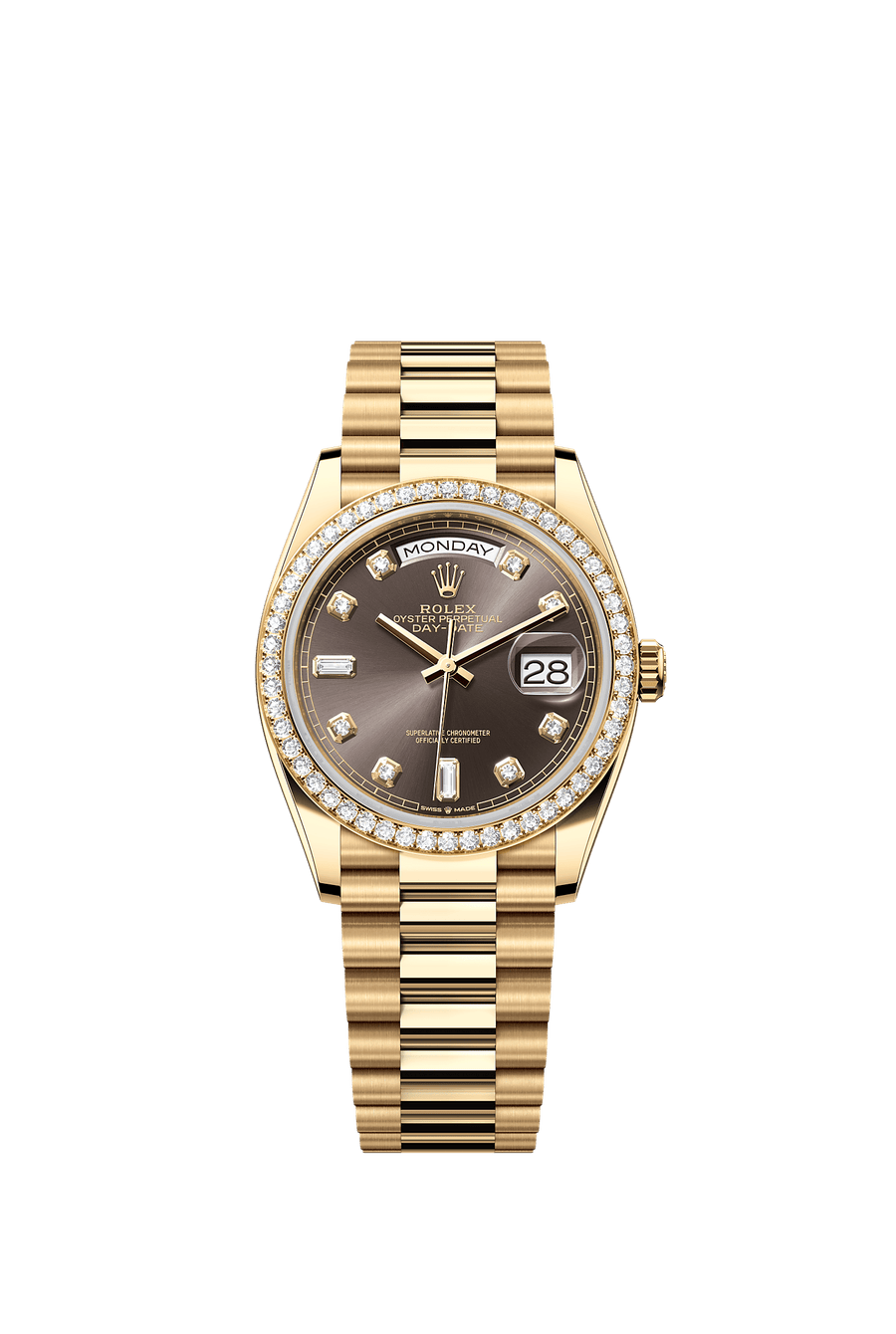Rolex Day-Date 36 Yellow gold Dark grey diamond dial 128348RBR