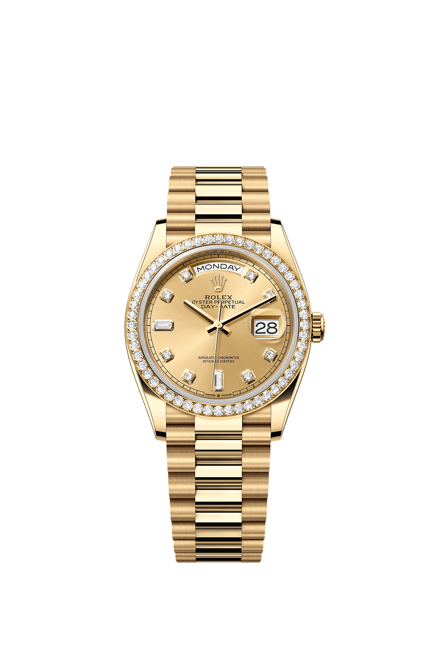 Rolex Day-Date 36 Yellow gold Champagne diamond dial 128348RBR