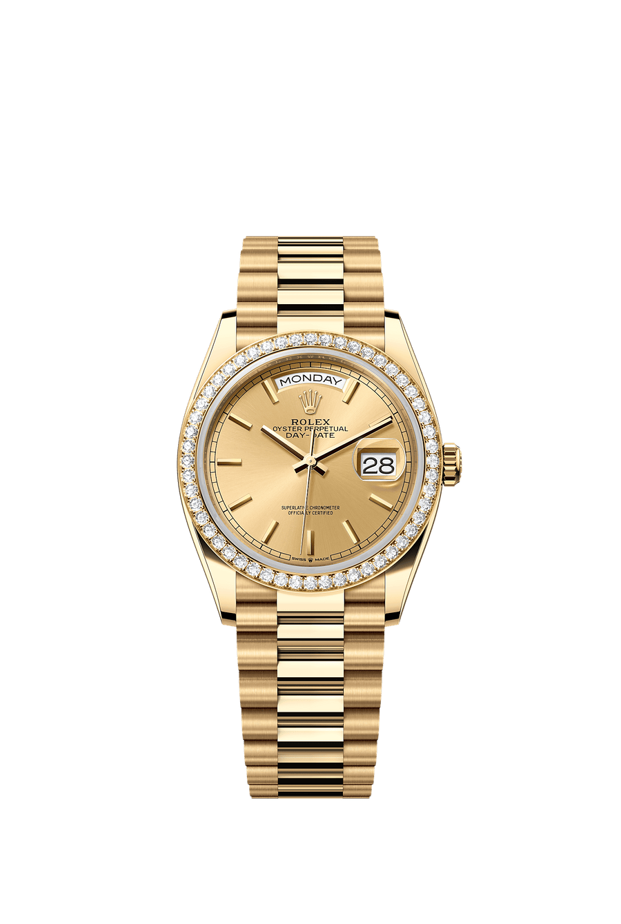 Rolex Day-Date 36 Yellow gold Champagne index dial 128348RBR