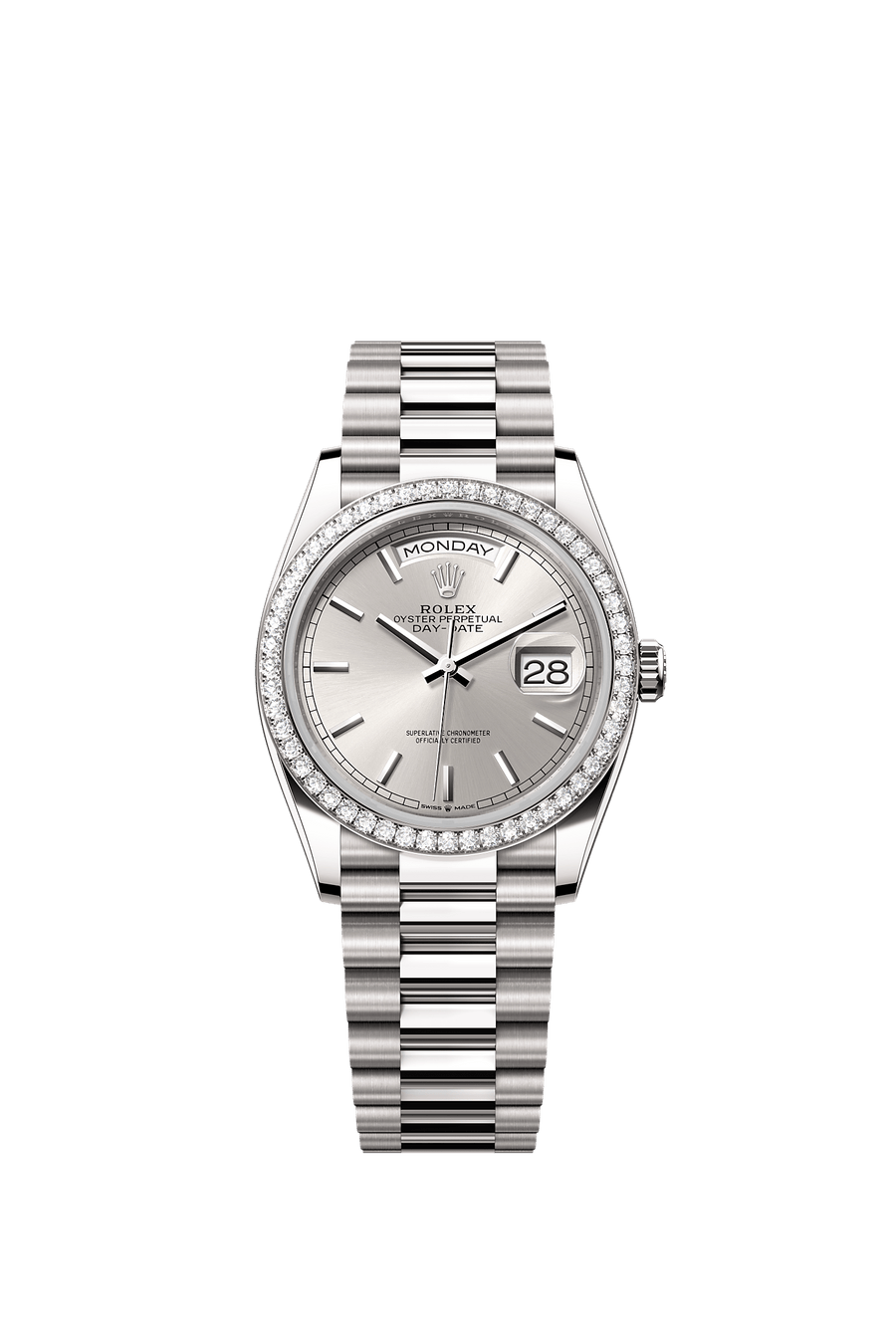 Rolex Day-Date 36 White gold Silver dial 128349RBR