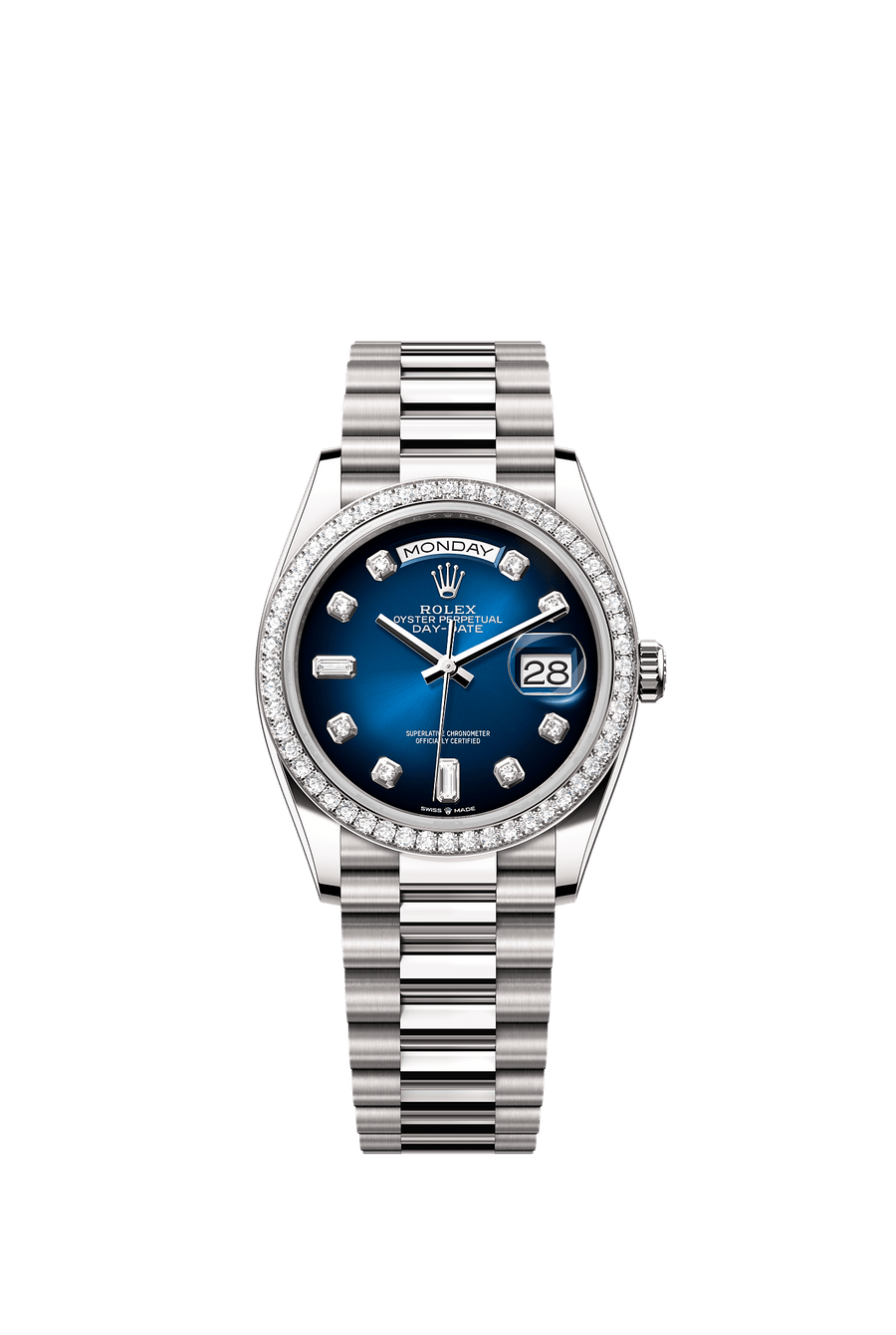 Rolex Day-Date 36 White gold Blue ombre diamond dial 128349RBR