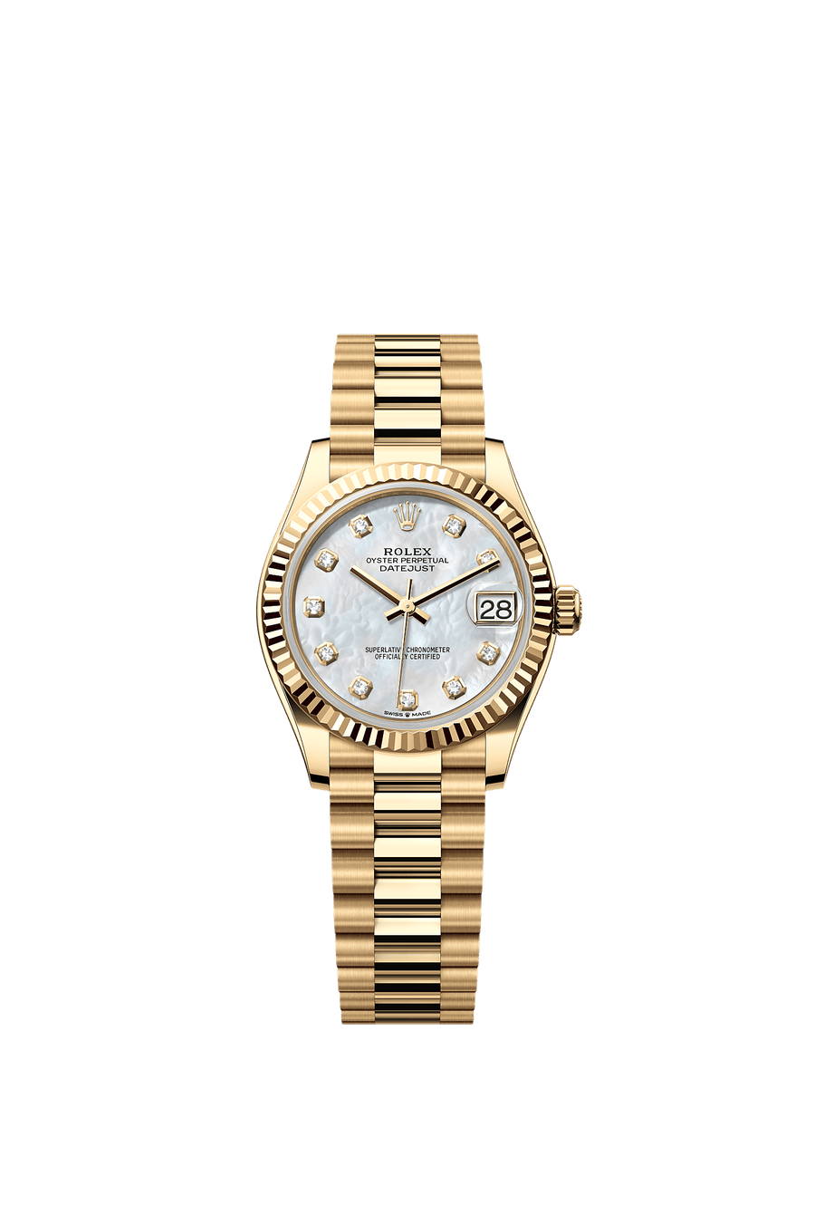 Rolex Datejust 31 278278 yellow gold, white mother-of-pearl diamond dial
