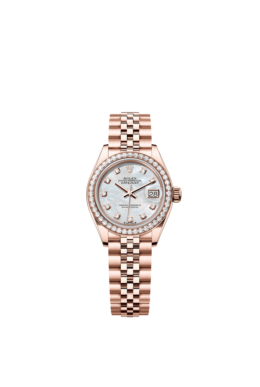 Rolex Lady-Datejust 28 279135RBR Everose Gold Mother-of-Pearl Diamond Dial Jubilee Bracelet