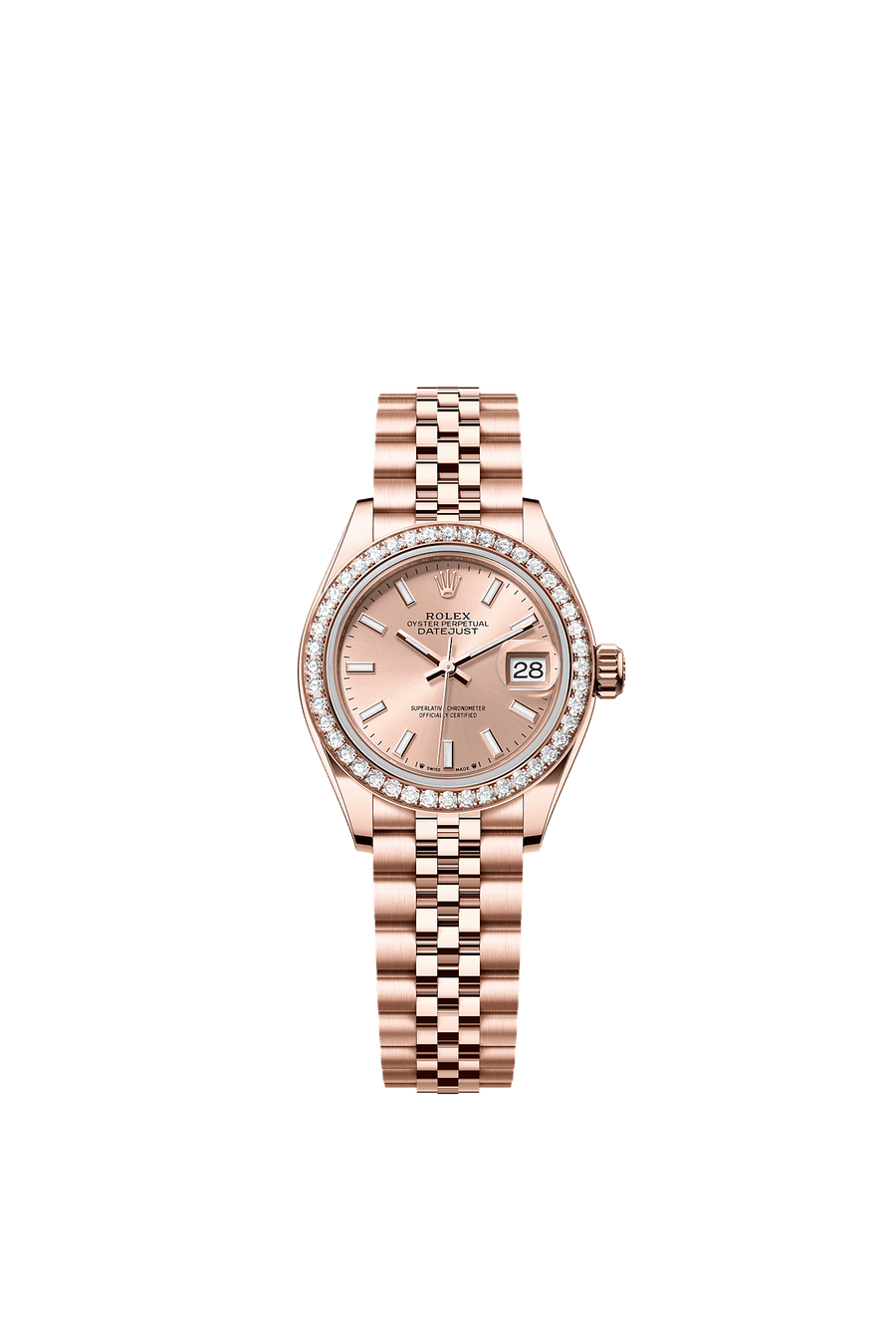 Rolex Lady-Datejust 28 279135RBR Everose Gold Sundust Roman Dial Jubilee Bracelet