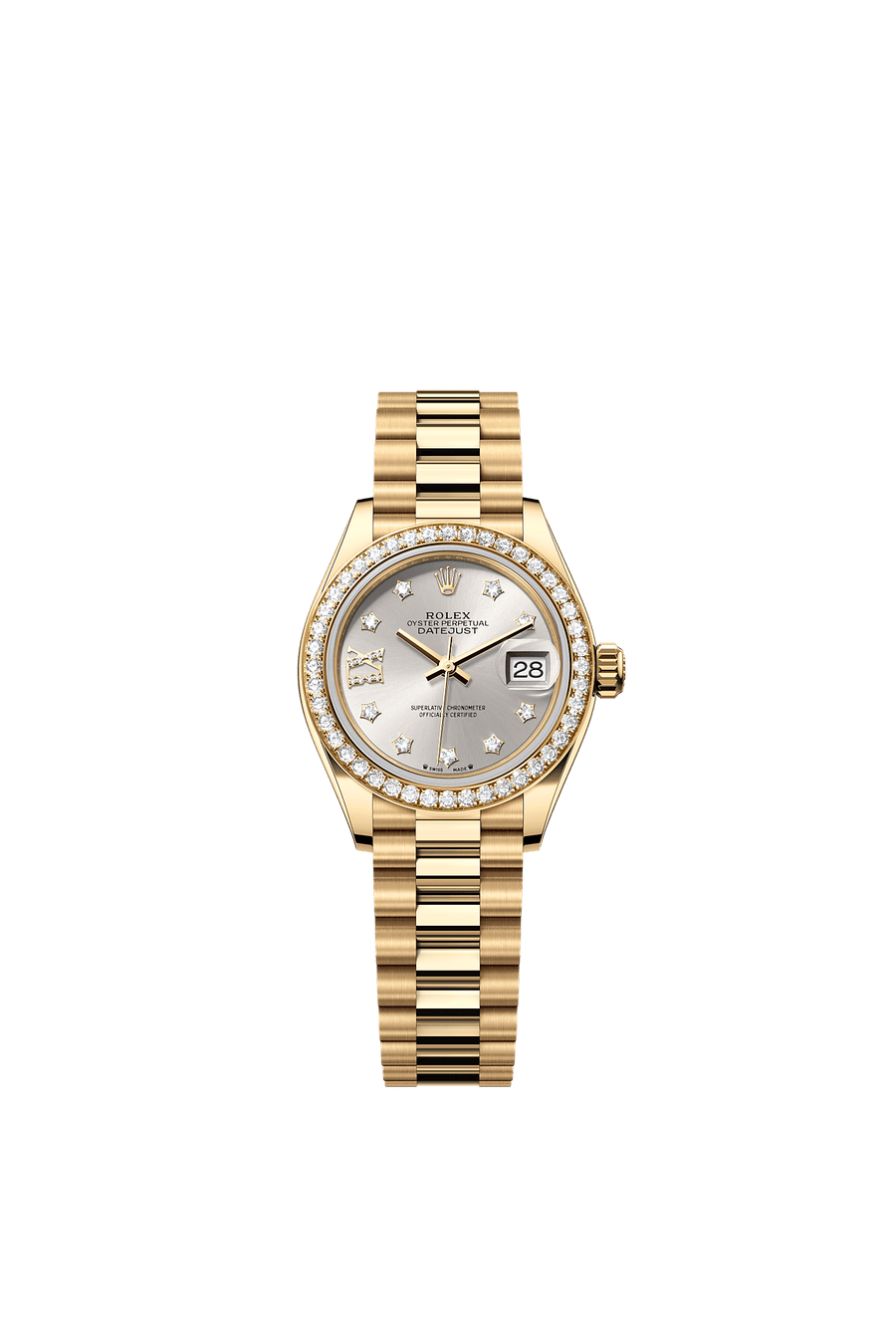 Rolex Lady-Datejust 279138RBR Silver Diamond Star Dial President Bracelet