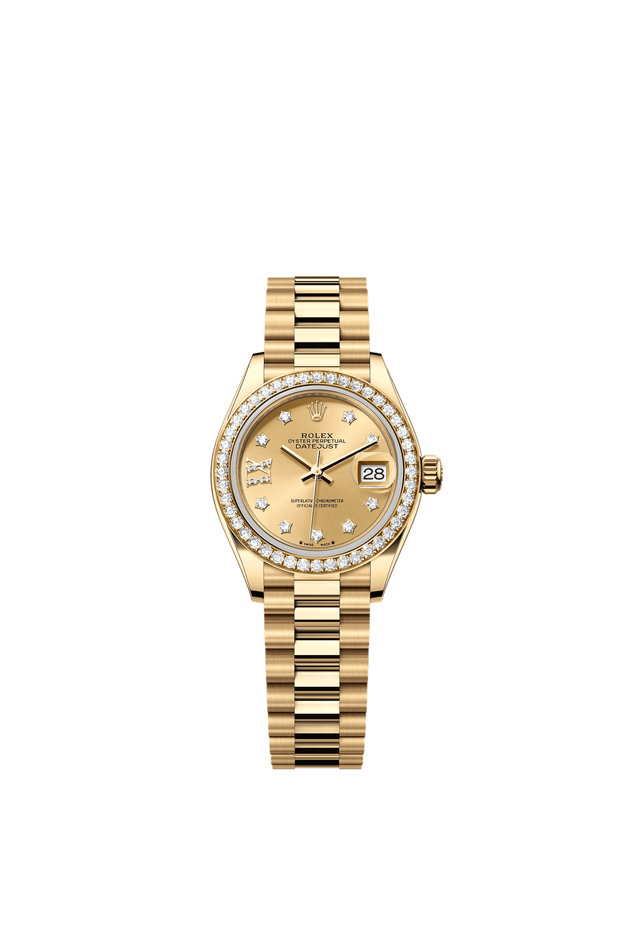 Rolex Lady-Datejust 279138RBR Champagne Diamond Star Dial President Bracelet