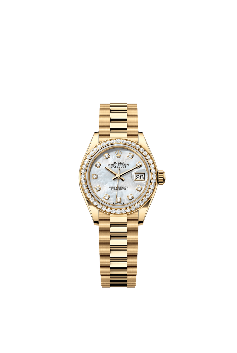 Rolex Lady-Datejust 279138RBR White Mother-of-Pearl Diamond Dial President Bracelet