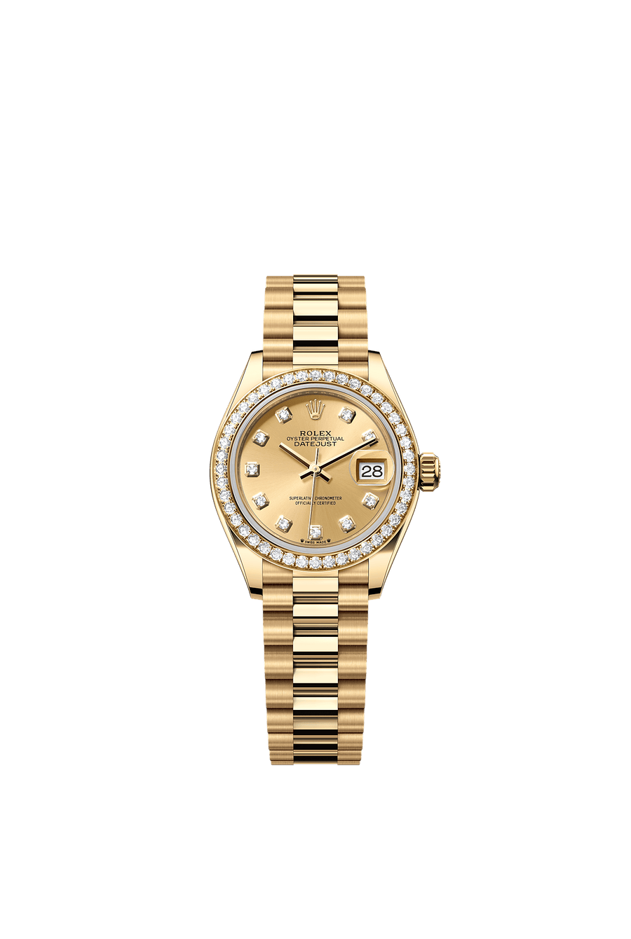 Rolex Lady-Datejust 279138RBR Champagne Diamond Dial President Bracelet