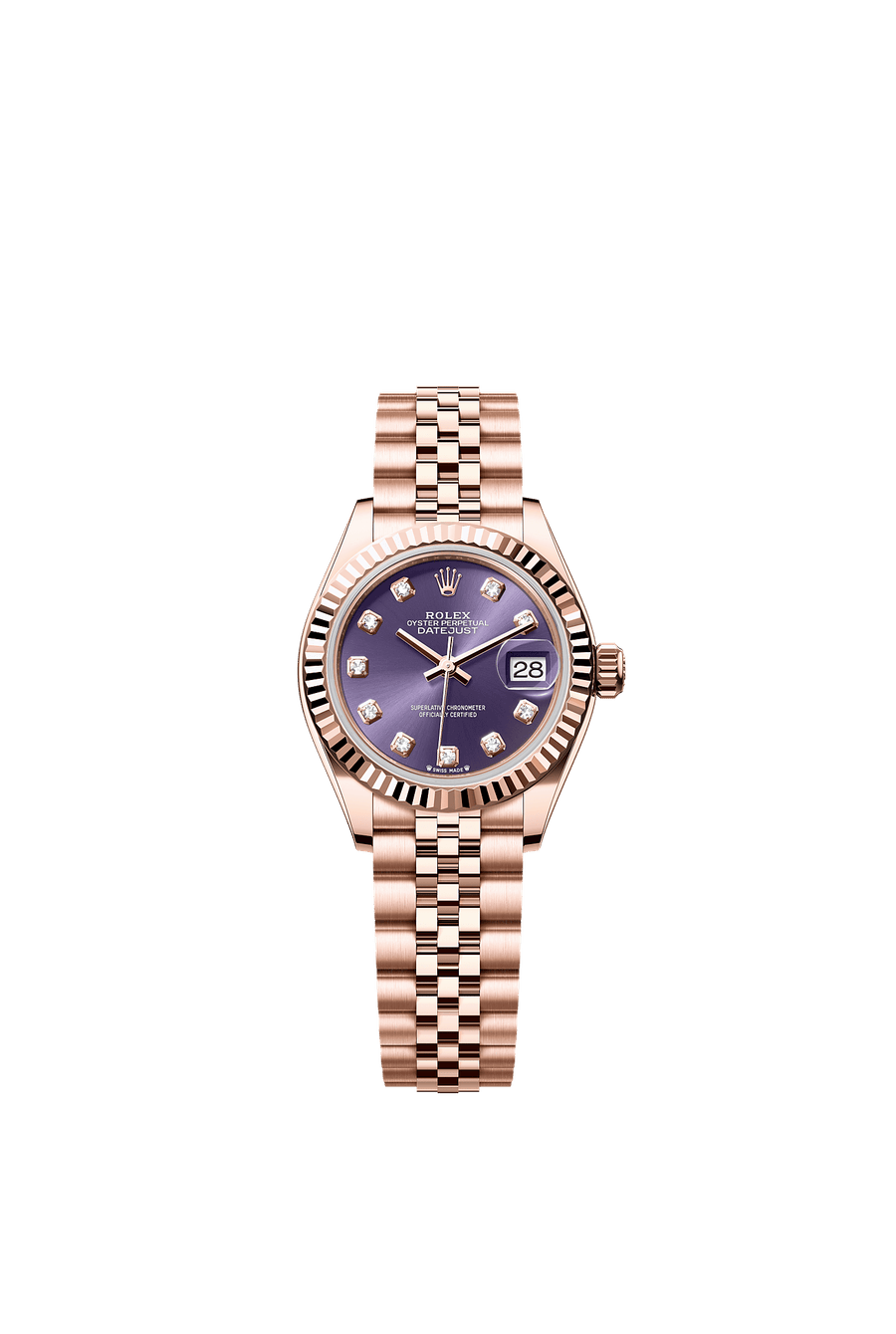 Rolex Lady-Datejust 28 279175 Everose Gold Aubergine Diamond Dial Jubilee Bracelet