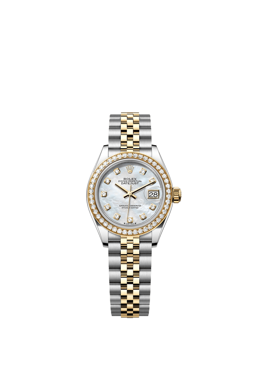 Rolex Lady-Datejust 28 279383RBR White Mother-of-Pearl Diamond Dial Jubilee