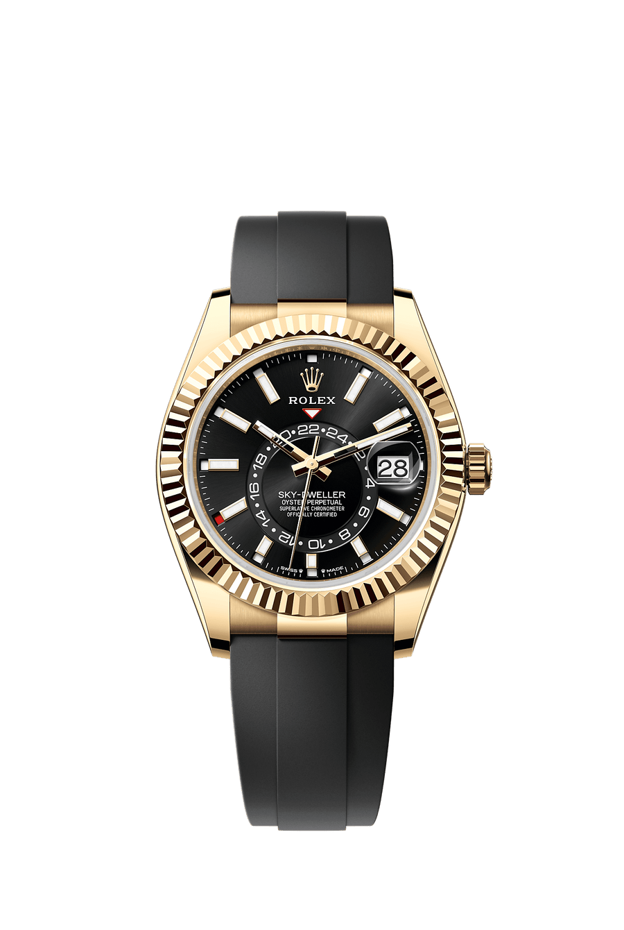 Rolex Sky-Dweller 336238 Bright Black Dial Yellow Gold Oysterflex