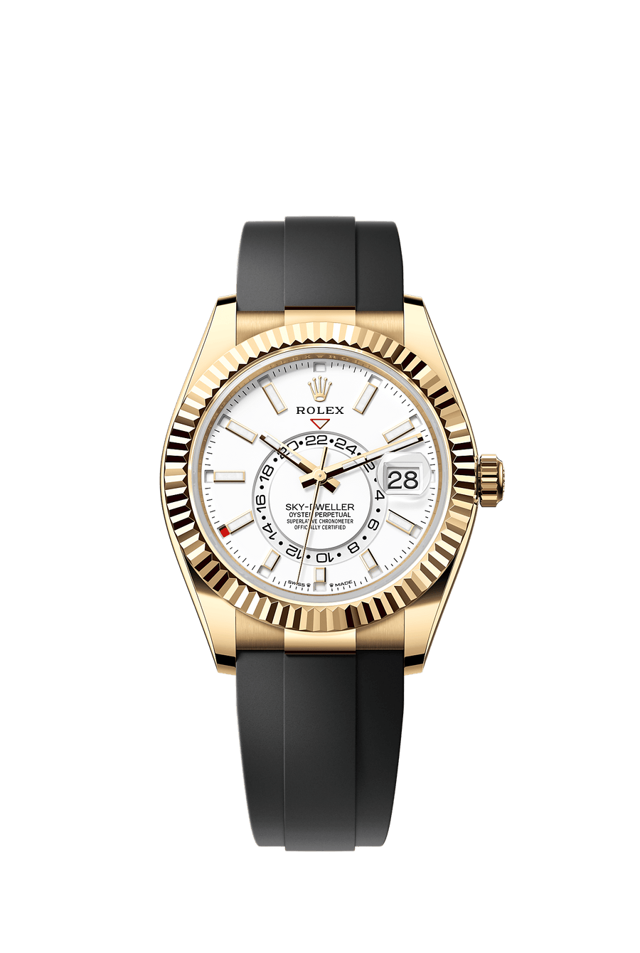 Rolex Sky-Dweller 336238 Intense White Dial Yellow Gold Oysterflex