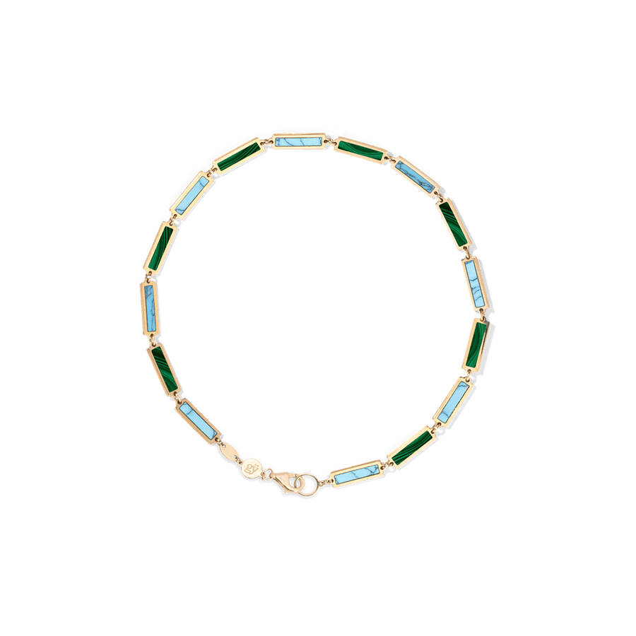 Blu Scarpa Malachite and Turquoise Bar Bracelet 14K gold