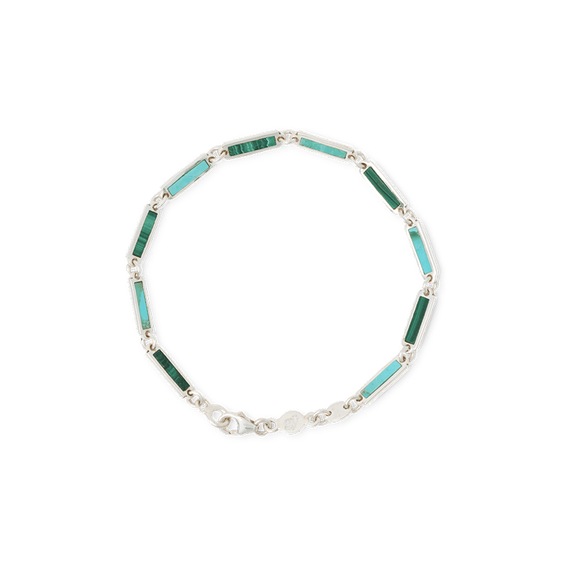 Blu Scarpa Malachite and Turquoise Bar Bracelet sterling silver