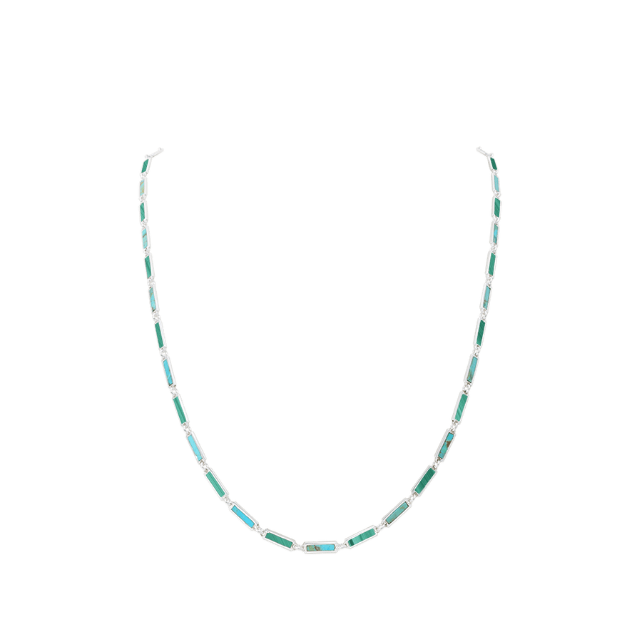 Blu Scarpa Malachite and Turquoise Bar Necklace sterling silver