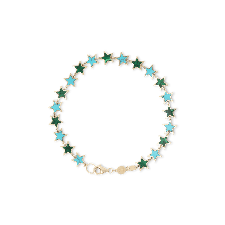Blu Scarpa Malachite and Turquoise Star Bracelet 14K gold