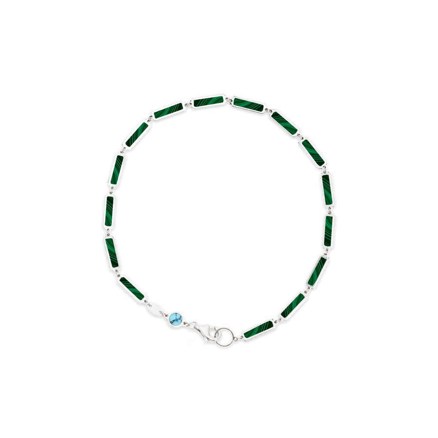 Blu Scarpa Malachite Bar Bracelet 14K white gold