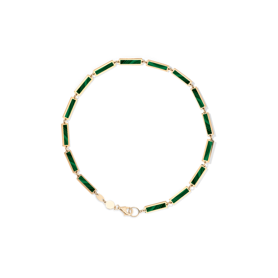 Blu Scarpa Malachite Bar Bracelet 14K yellow gold