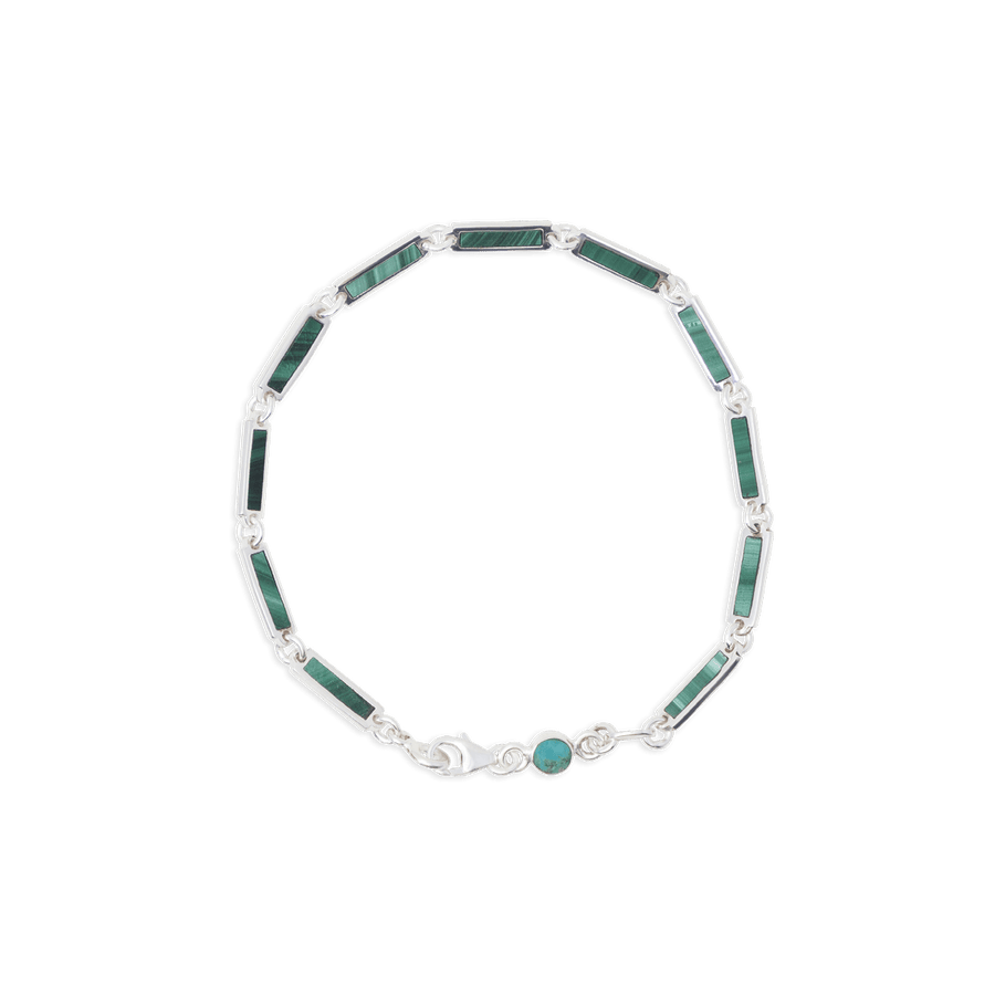 Blu Scarpa Malachite Bar Bracelet sterling silver