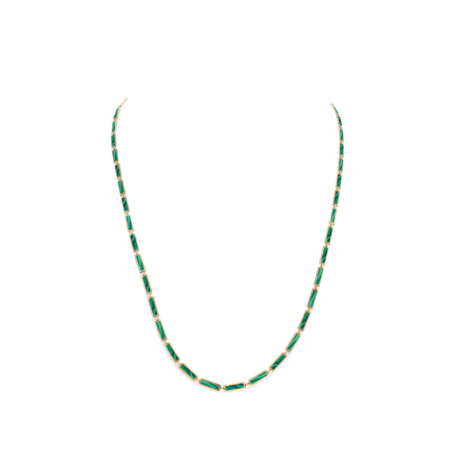 Blu Scarpa Malachite Bar Necklace 14K gold