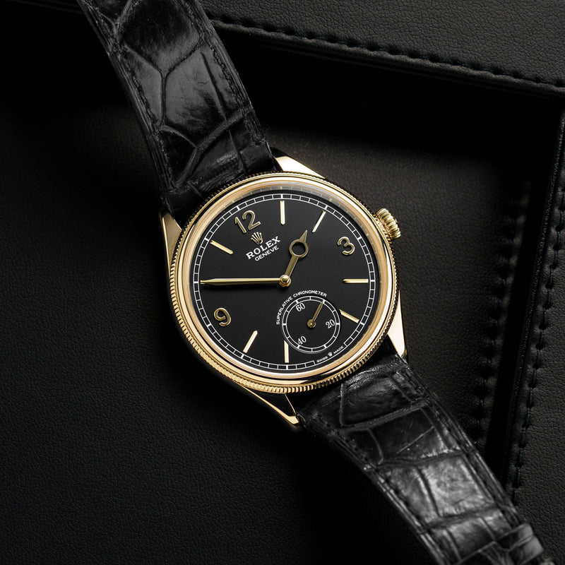 Front view of Rolex 1908 52508 with Yellow Gold case, 39mm size