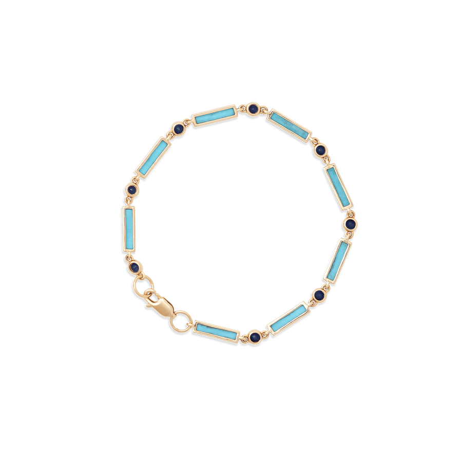 Blu Scarpa Sapphire x Turquoise Bar Bracelet 18K gold