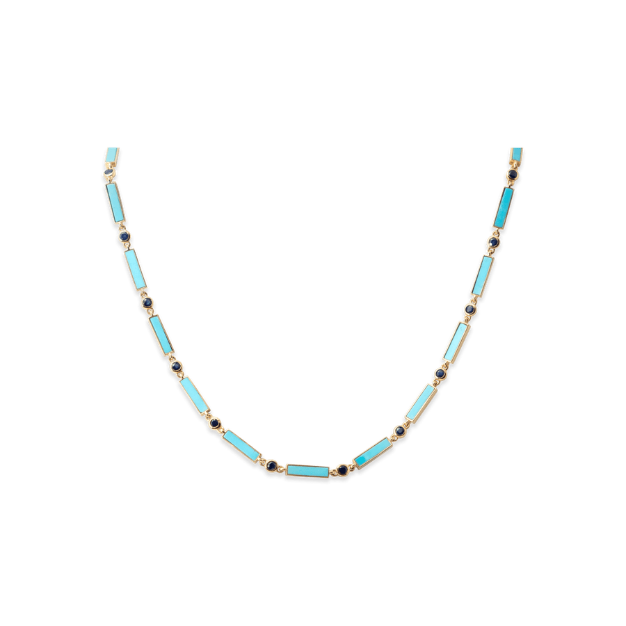 Blu Scarpa Sapphire x Turquoise Bar Necklace 18K gold