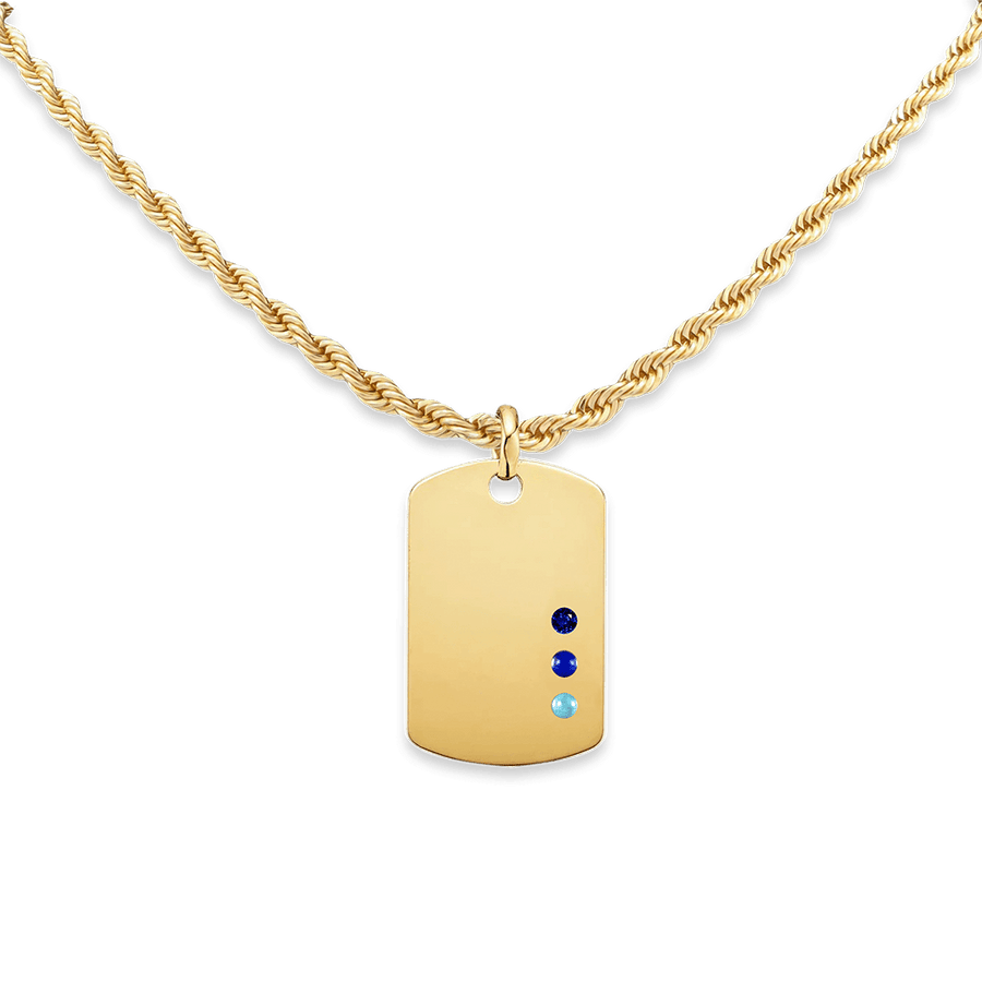 Blu Scarpa Signature Dog Tag Corda Necklace 14K gold